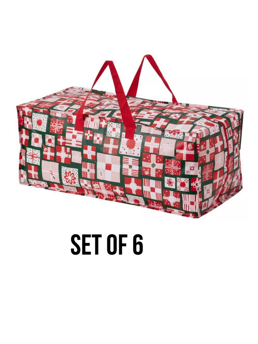 IKEA Red and Green Holiday Gift Storage Bag - Set of 6